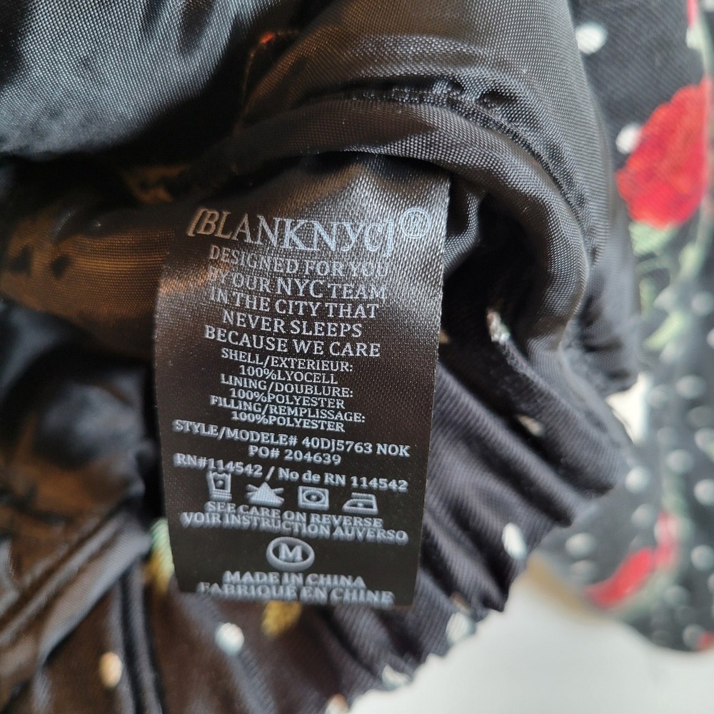 BLANKNYC Women Quilted Rolling The Dice Floral Polka Dot Jacket Size M Black - Picture 8 of 10